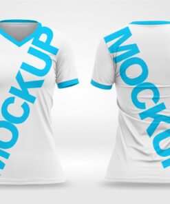 Mockup e layout   - Camisa Gola V Feminina  editável   vetorizada